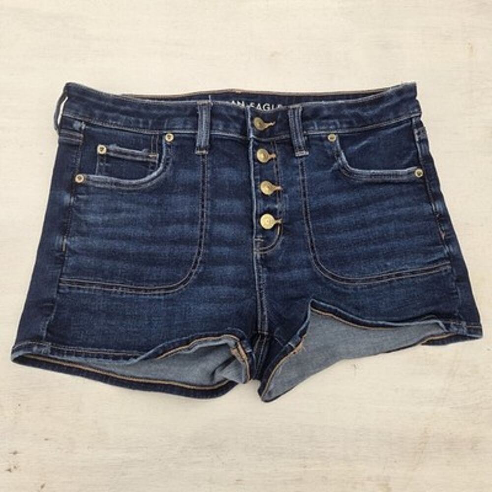 American Eagle Button Fly Super High Rise Shortie Next Level Stretch Womens 16